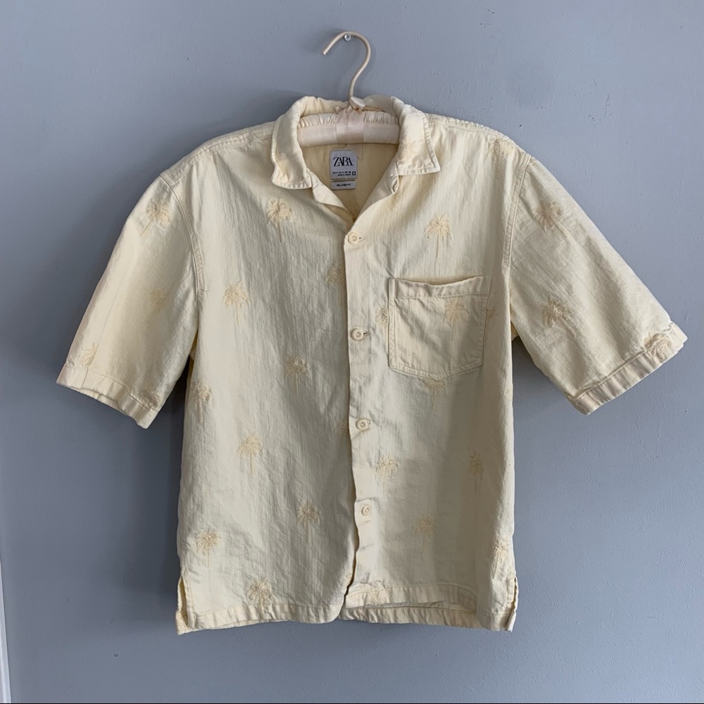 ZARA EMBROIDERED PALM TREE SHIRT